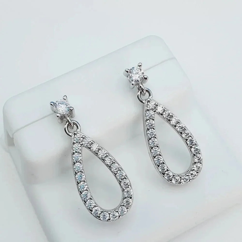 "925 Sterling Silver Cubic Zirconia Earrings, U19254846